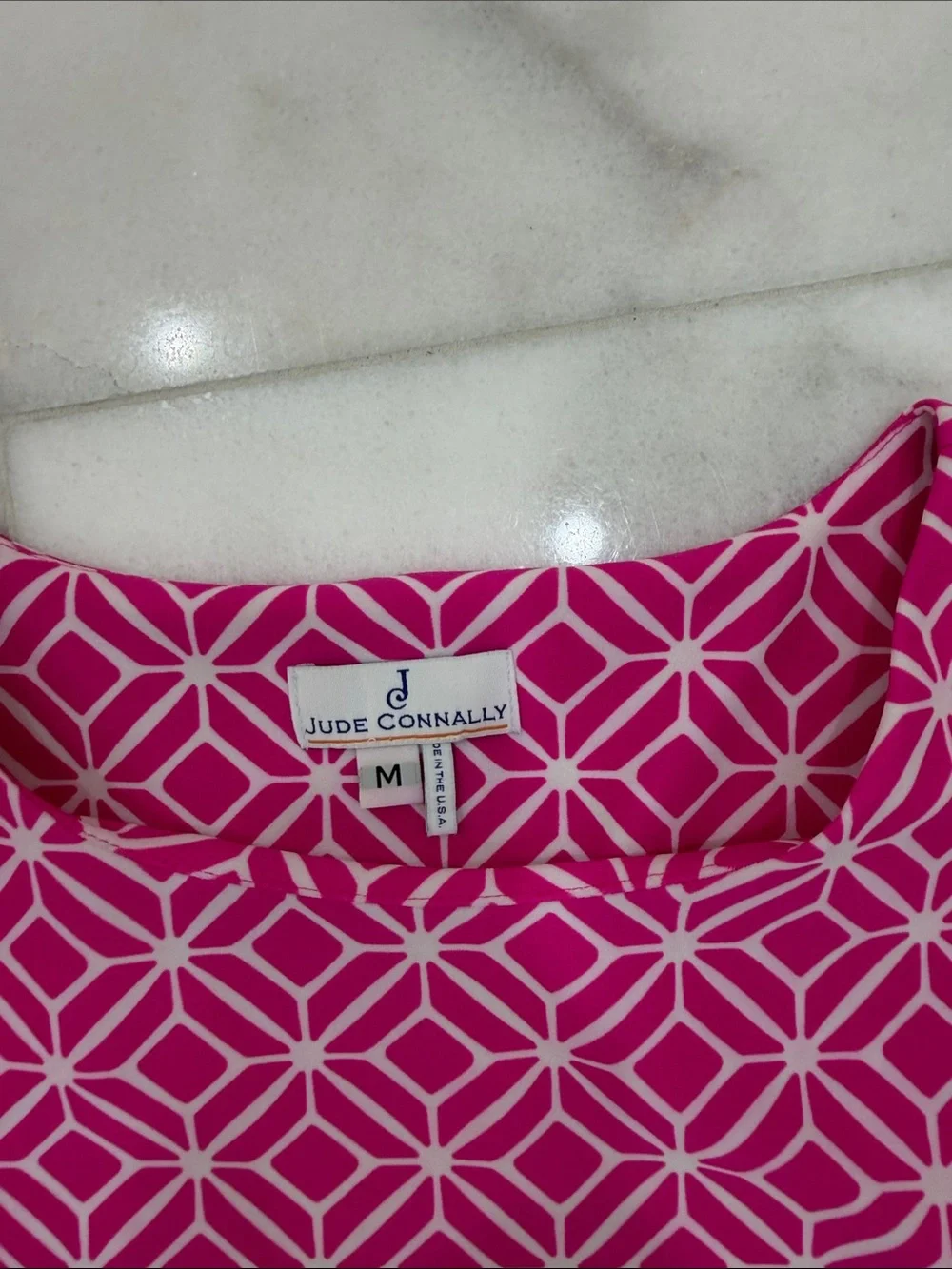 Jude Connally Hot Pink Geometric Sleeveless Shift